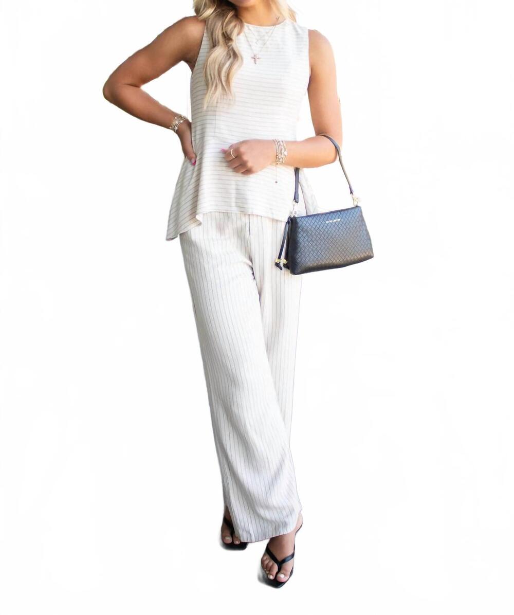 NEW ABLE high low flare set top in natural
